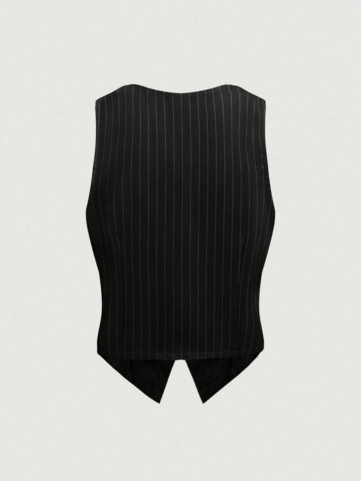 SHEIN Sweetra Chaleco de traje a rayas