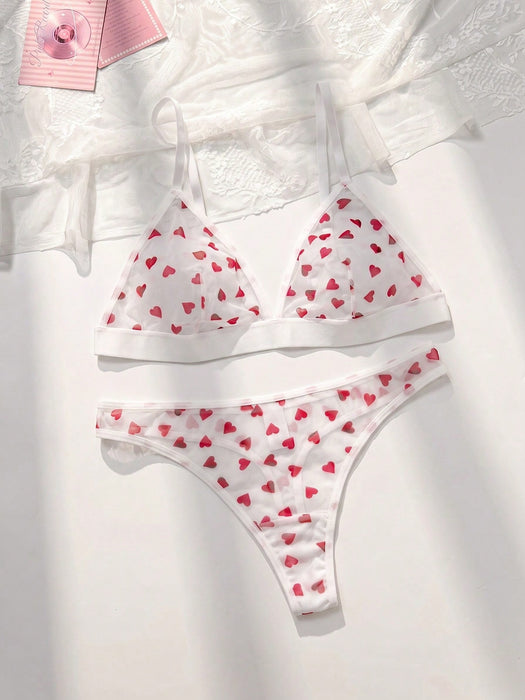 Shein PetitDoll Conjunto de 2 piezas de lencería sexy para mujer (Sujetador sin aros, Tanga)