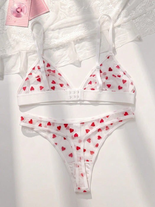 Shein PetitDoll Conjunto de 2 piezas de lencería sexy para mujer (Sujetador sin aros, Tanga)