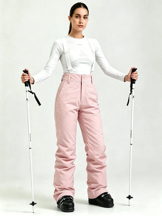 1 pieza Pantalones de snowboard holgados para mujer, estilo deportivo, con tirantes desmontables
