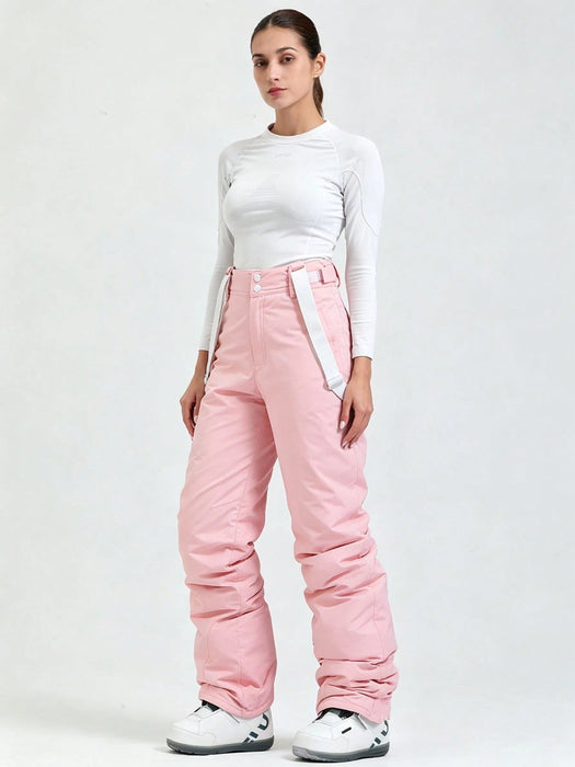1 pieza Pantalones de snowboard holgados para mujer, estilo deportivo, con tirantes desmontables