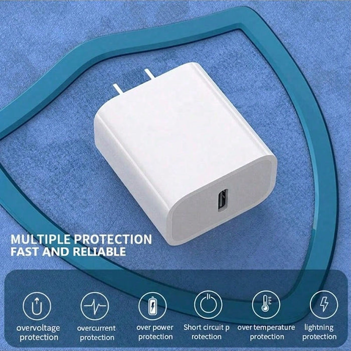 SHEIN Juego de carga rápida de 20W: Cargador de pared USB C + Cable USB C
