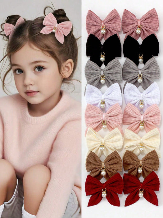 SHEIN 8 pinzas para el cabello de otoño/invierno con lazo, perlas y colgante de cola de golondrina