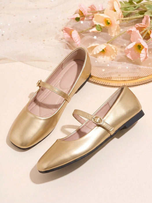 SHEIN Elegantes Bailarinas Mary Jane de Mujer con Punta Cuadrada