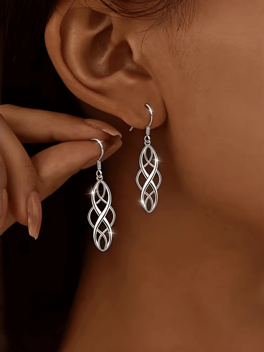 1 par de pendientes colgantes sencillos con diseño retorcido para mujer
