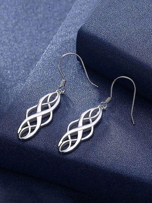 1 par de pendientes colgantes sencillos con diseño retorcido para mujer