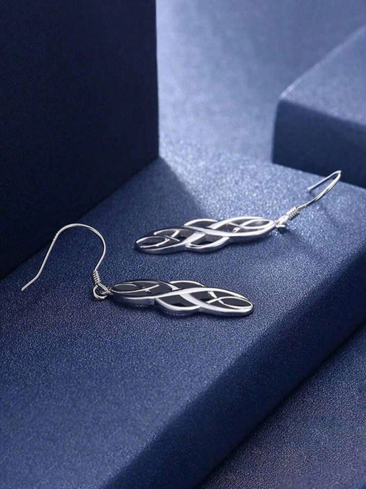 1 par de pendientes colgantes sencillos con diseño retorcido para mujer