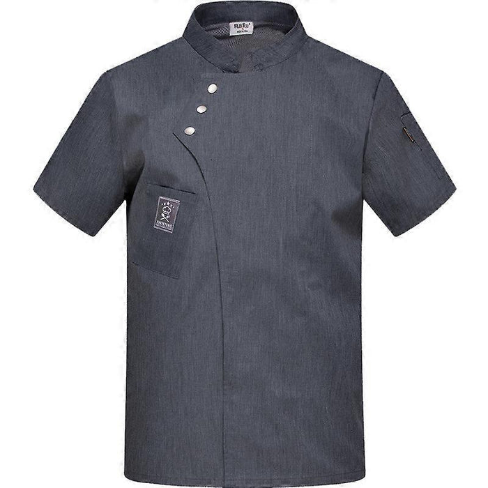 Chaqueta de chef unisex de manga corta con cierre de botón transpirable para cocinero