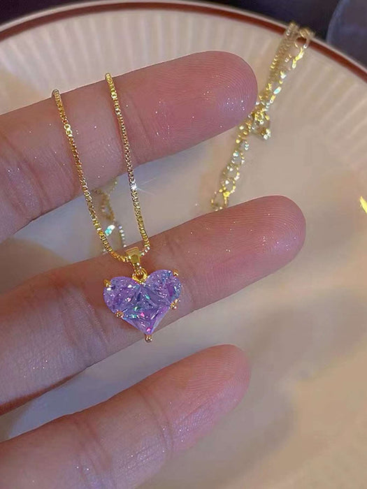 Shein 17KM 3 piezas de pendientes y collar con colgante de amor