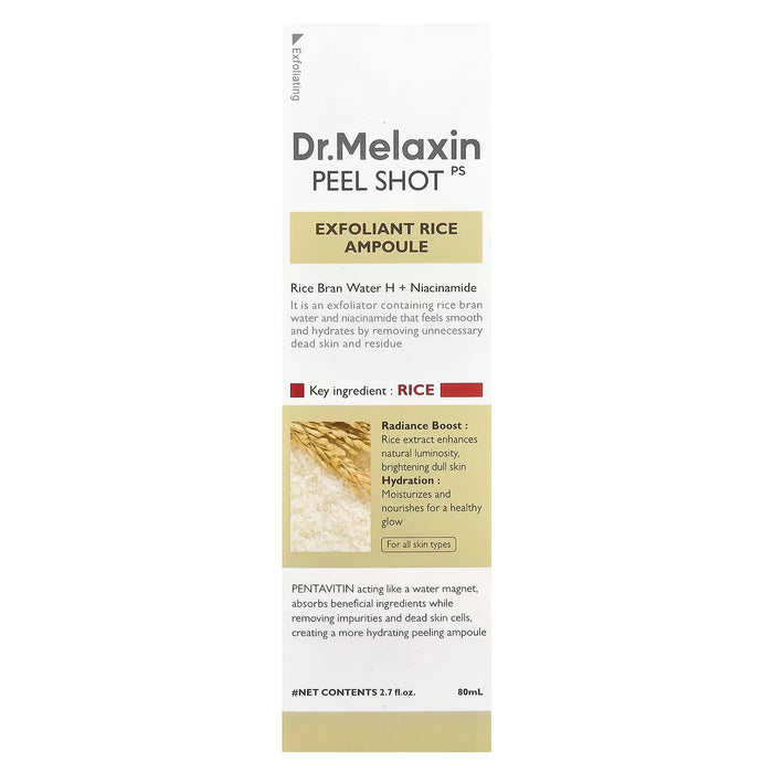 Dr.Melaxin, Peel Shot, Ampolla exfoliante de arroz, Para todo tipo de piel, 80 ml (2.7 fl oz)
