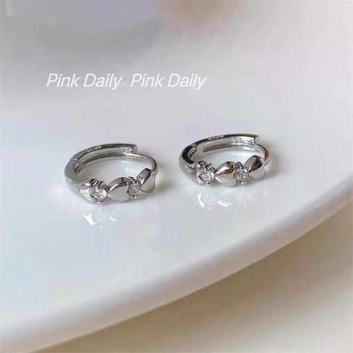 Pendientes de dije para mujer con hebilla de zirconia sintética
