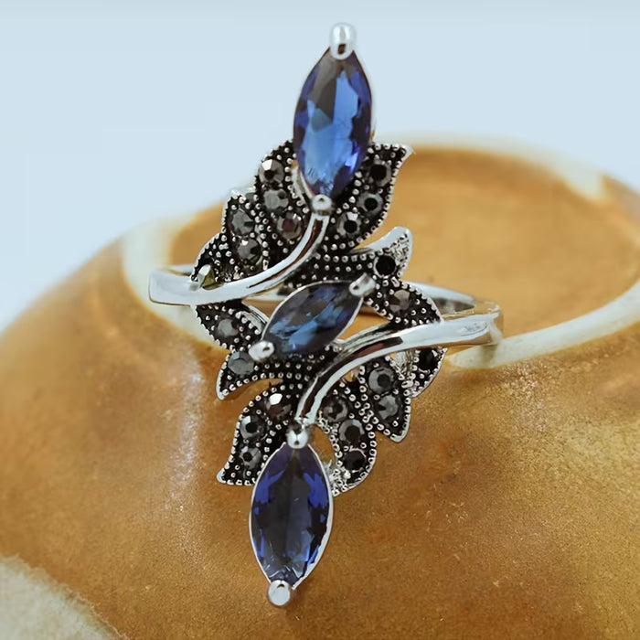 Anillo de moda para damas presenta una zirconia sintética azul