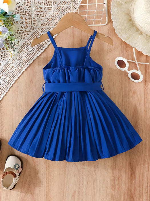 Vestido de princesa plisado y lindo para bebé niña, vestido casual de fiesta para niños