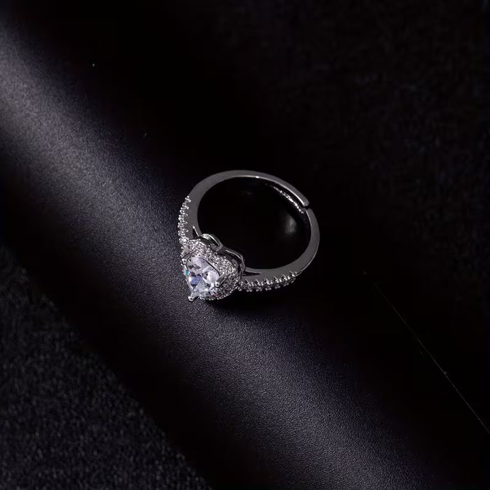 Anillo de boda elegante con forma de corazón, Tamaño de dedo ajustable