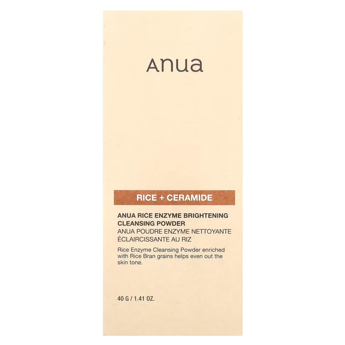 Anua, Polvo Limpiador Iluminador con Enzimas de Arroz, Arroz + Ceramida, 40 g