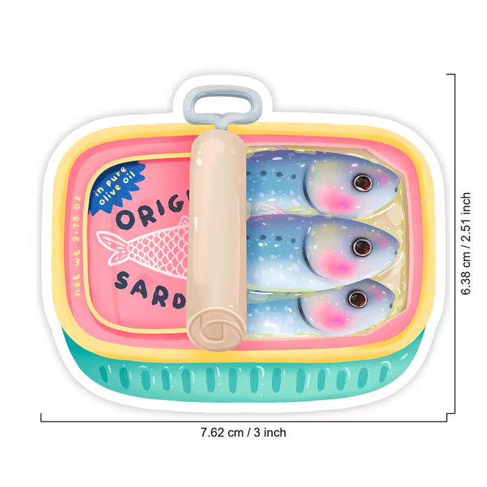 SHEIN Pegatina de Vinilo de Sardinas - Adhesivo Divertido y Tierno