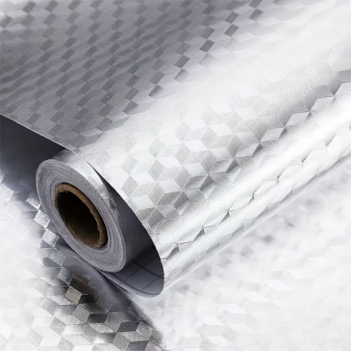 1 Rollo de Papel Tapiz PVC Autoadhesivo Plateado Antimanchas para Cocina 40*100cm