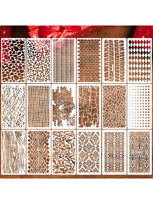 SHEIN 18 plantillas reutilizables con textura de Damasco, plantillas geométricas para pintar