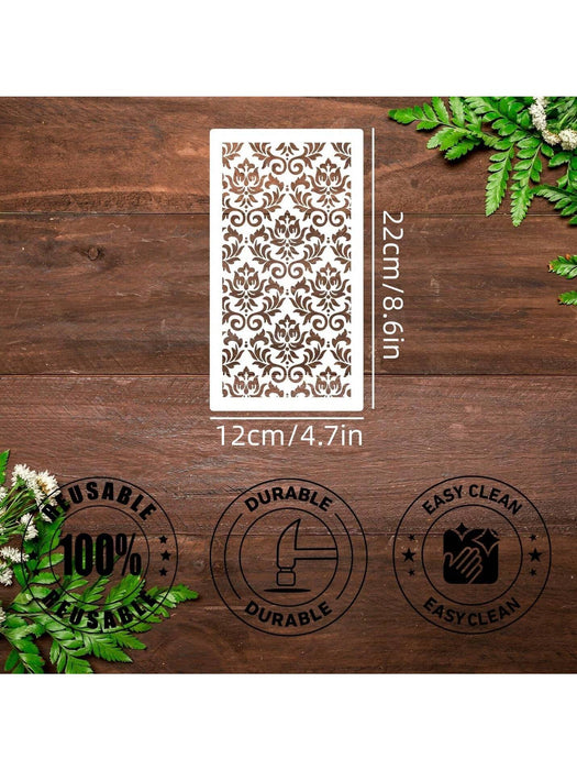 SHEIN 18 plantillas reutilizables con textura de Damasco, plantillas geométricas para pintar