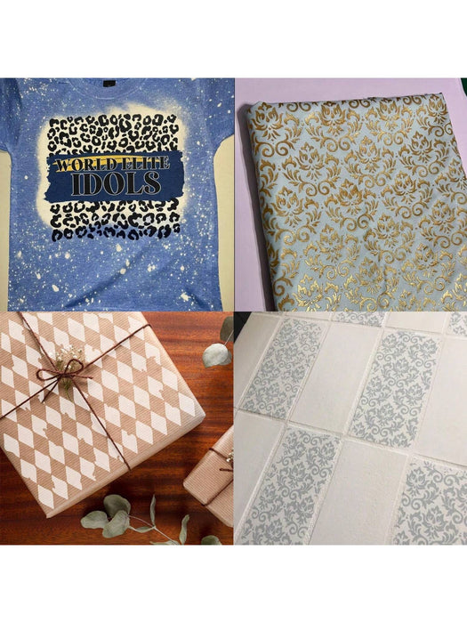 SHEIN 18 plantillas reutilizables con textura de Damasco, plantillas geométricas para pintar