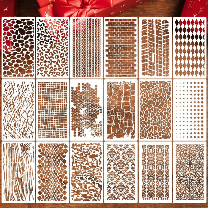 SHEIN 18 plantillas reutilizables con textura de Damasco, plantillas geométricas para pintar