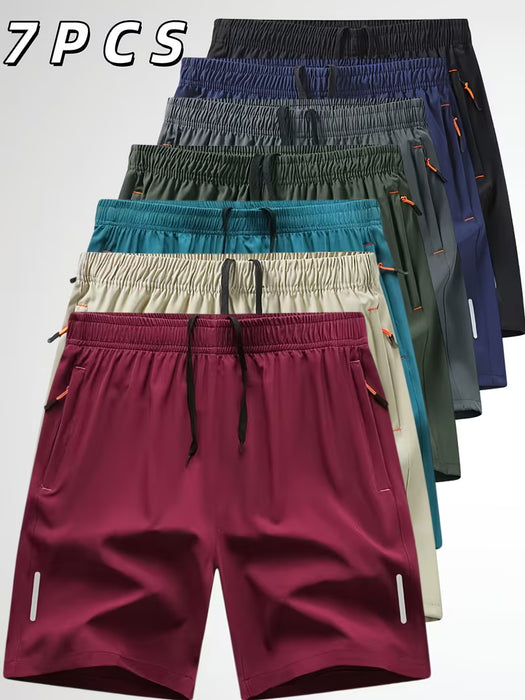 Conjunto de 7 shorts deportivos de moda para hombre, estilo casual con cordón