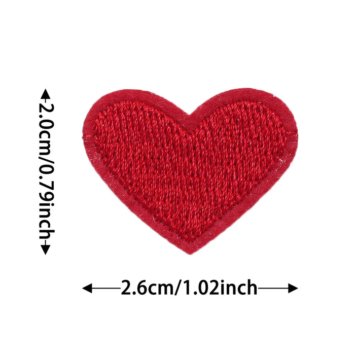 10 parches de pegamento termofusible bordados con forma de corazón, adiciones para ropa