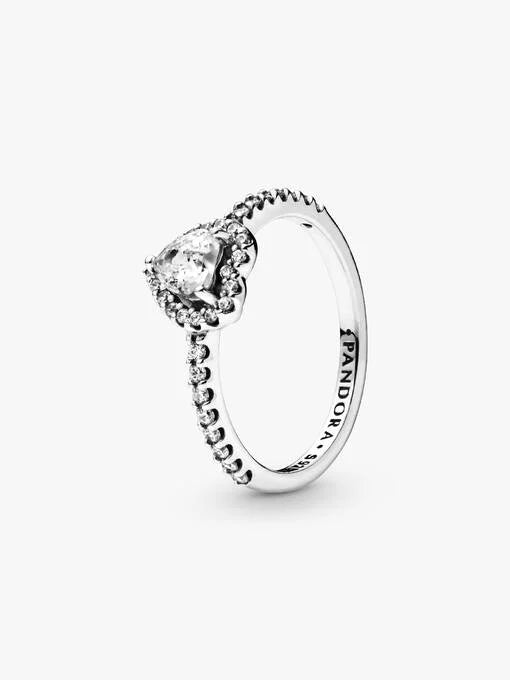 Pandora Anillo de corazón elevado Plata esterlina