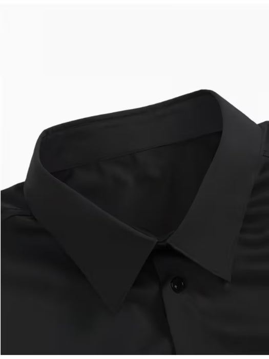 Camisa de negocios casual de manga corta para hombre, hecha de tela ligera y suave