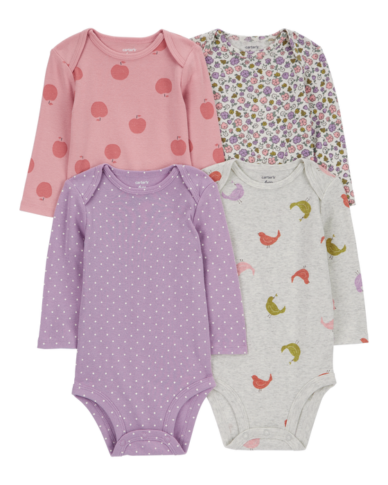 Carter  Pack de 4 bodys de manga larga para bebé