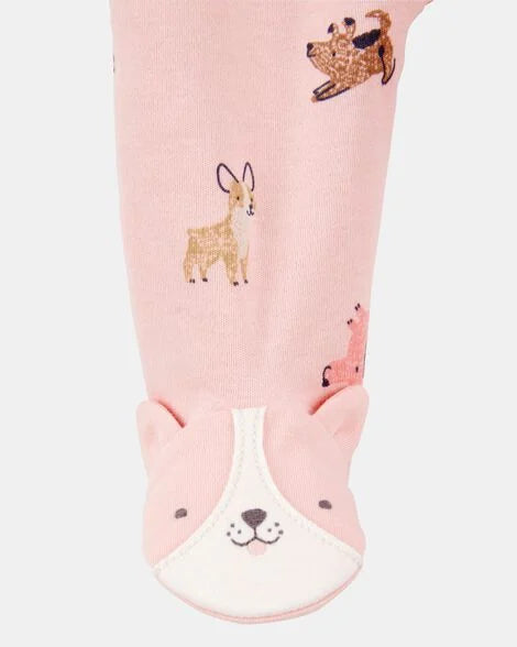 CARTER'S Pijama de algodón para bebé niña con estampado de perro y cremallera