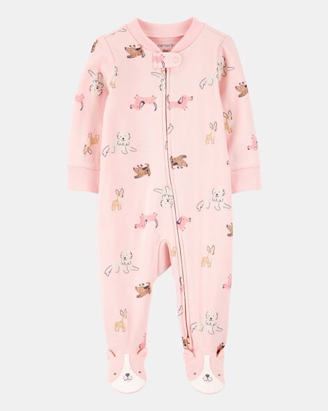 CARTER'S Pijama de algodón para bebé niña con estampado de perro y cremallera