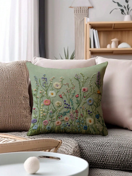 Shein Funda de almohada moderna con diseño floral (2 unidades), color verde claro con cremallera oculta, lavable a máquina sin incluye relleno