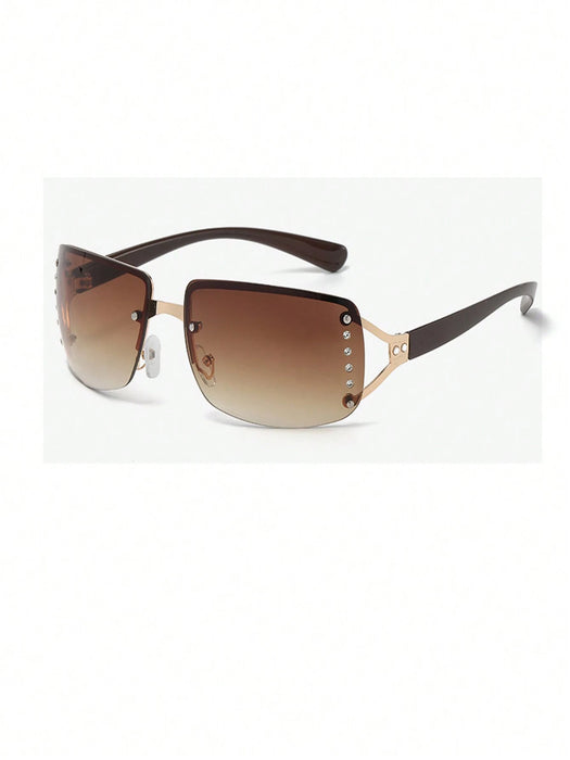 Shein 1 par de gafas de cristal cuadradas retro sin montura de moda Y2K lindas y elegantes