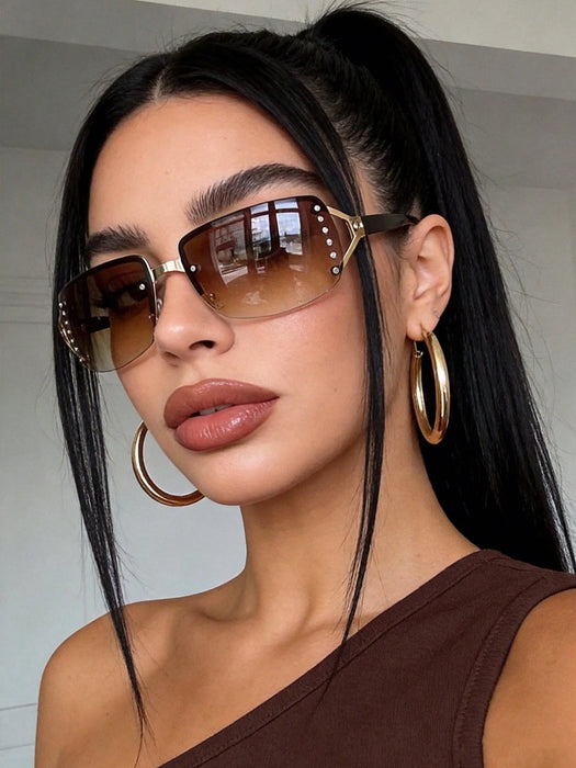 Shein 1 par de gafas de cristal cuadradas retro sin montura de moda Y2K lindas y elegantes
