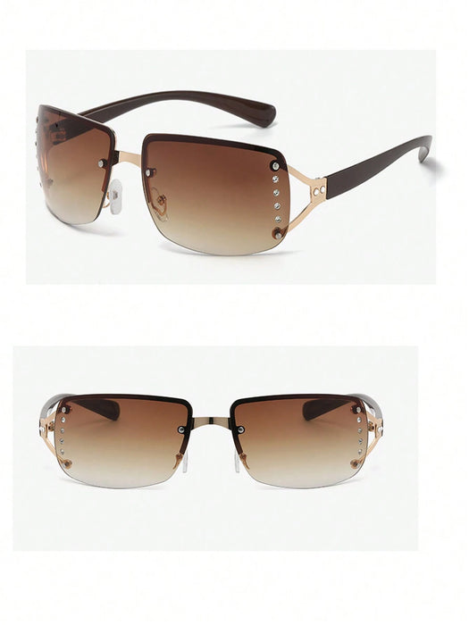 Shein 1 par de gafas de cristal cuadradas retro sin montura de moda Y2K lindas y elegantes