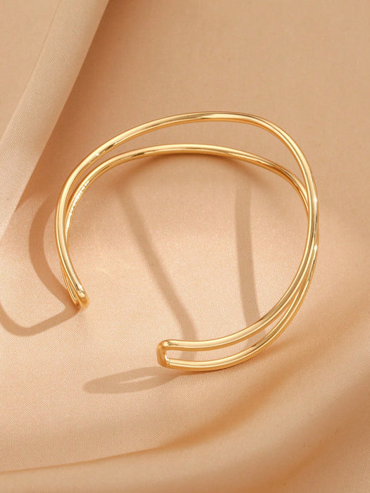 1 brazalete pequeño y minimalista de metal dorado para mujer