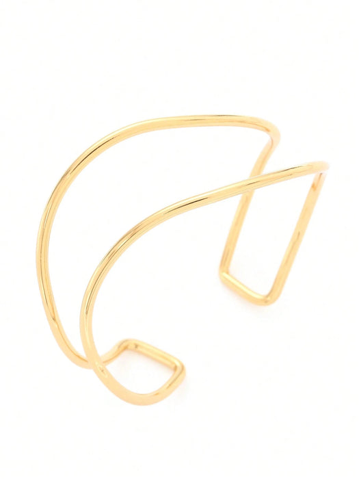 1 brazalete pequeño y minimalista de metal dorado para mujer