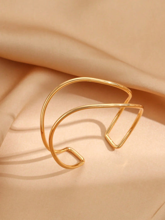 1 brazalete pequeño y minimalista de metal dorado para mujer