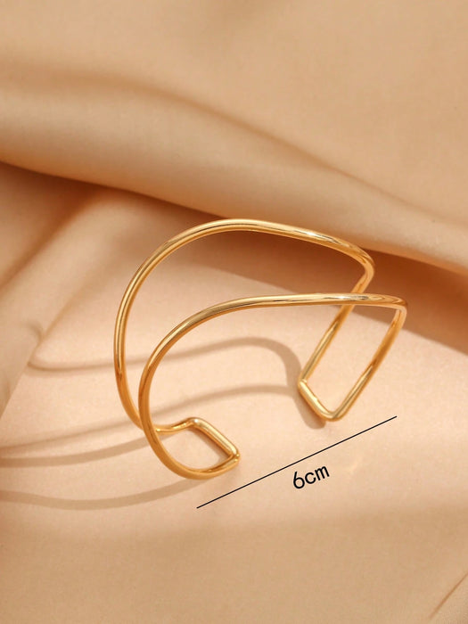 1 brazalete pequeño y minimalista de metal dorado para mujer