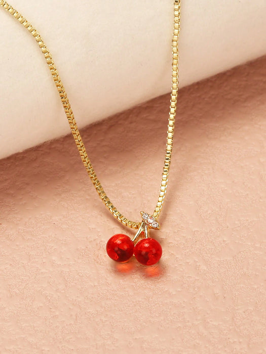 1 Pieza Collar De Colgante De Cereza