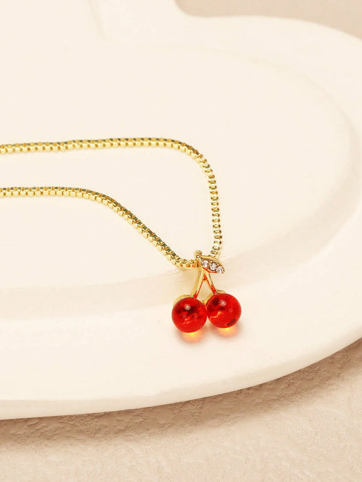 1 Pieza Collar De Colgante De Cereza