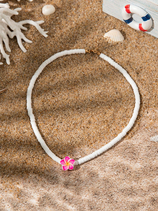 1 Set: pendientes,  pulsera, y collar - Conjunto de joyería con colgante de flor de plumeria