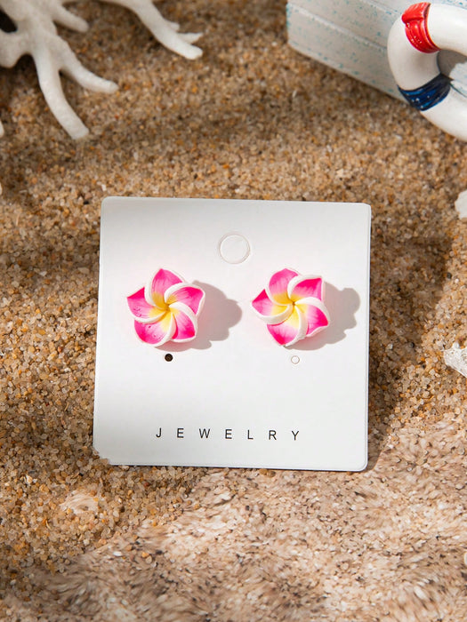 1 Set: pendientes,  pulsera, y collar - Conjunto de joyería con colgante de flor de plumeria