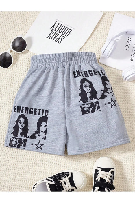 SHEIN Pantalones Cortos Rectos Con Estampado De Letras