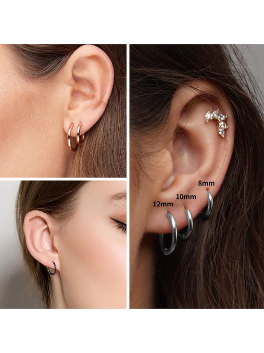 1 par Arete pequeño aros perforación oreja simple delgado círculo anti alérgico