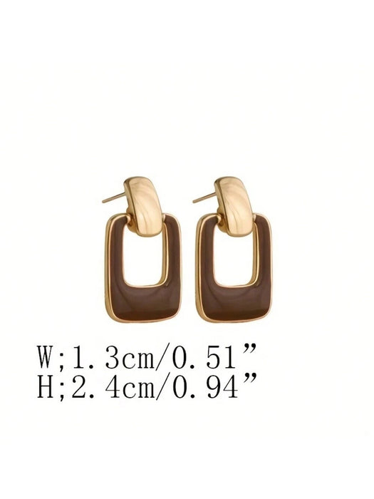 SHEIN 1 par de Elegantes pendientes de botón de estilo geométrico simple