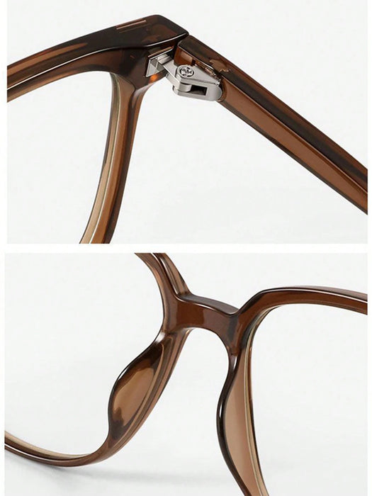 1 par de gafas de plástico con montura cuadrada, sin graduación, de color marrón tostado