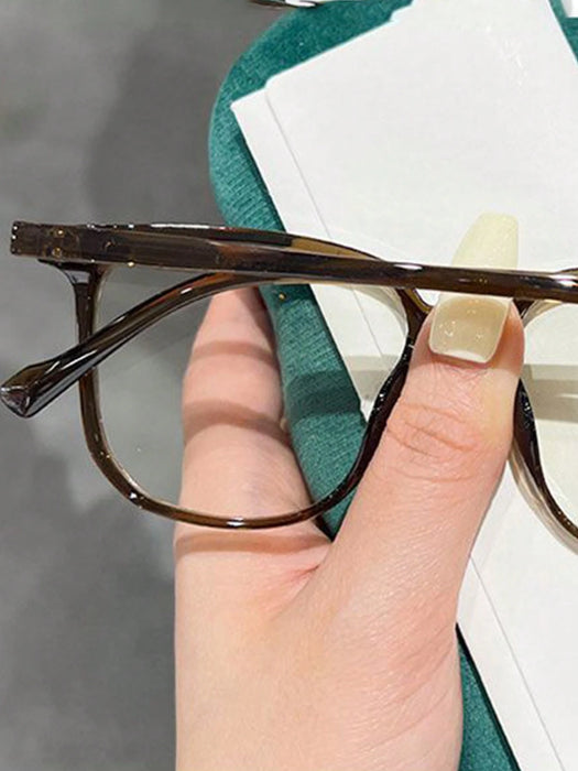 1 par de gafas de plástico con montura cuadrada, sin graduación, de color marrón tostado