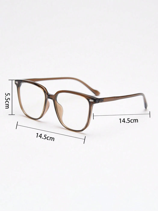 1 par de gafas de plástico con montura cuadrada, sin graduación, de color marrón tostado
